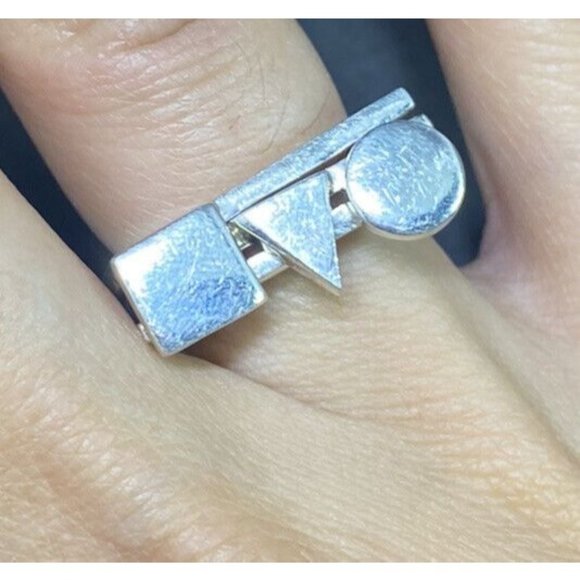 Vintage Mid Century Modern Stack Ring Geometric Modernist Size 6 - Picture 3 of 8